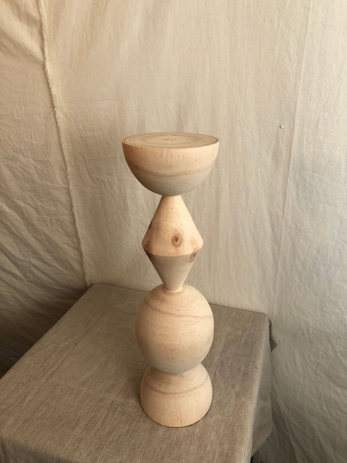 Turned Wood Candle Tower Lg