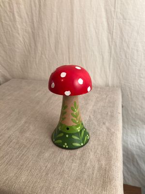Painted Wooden Mushroom Sm