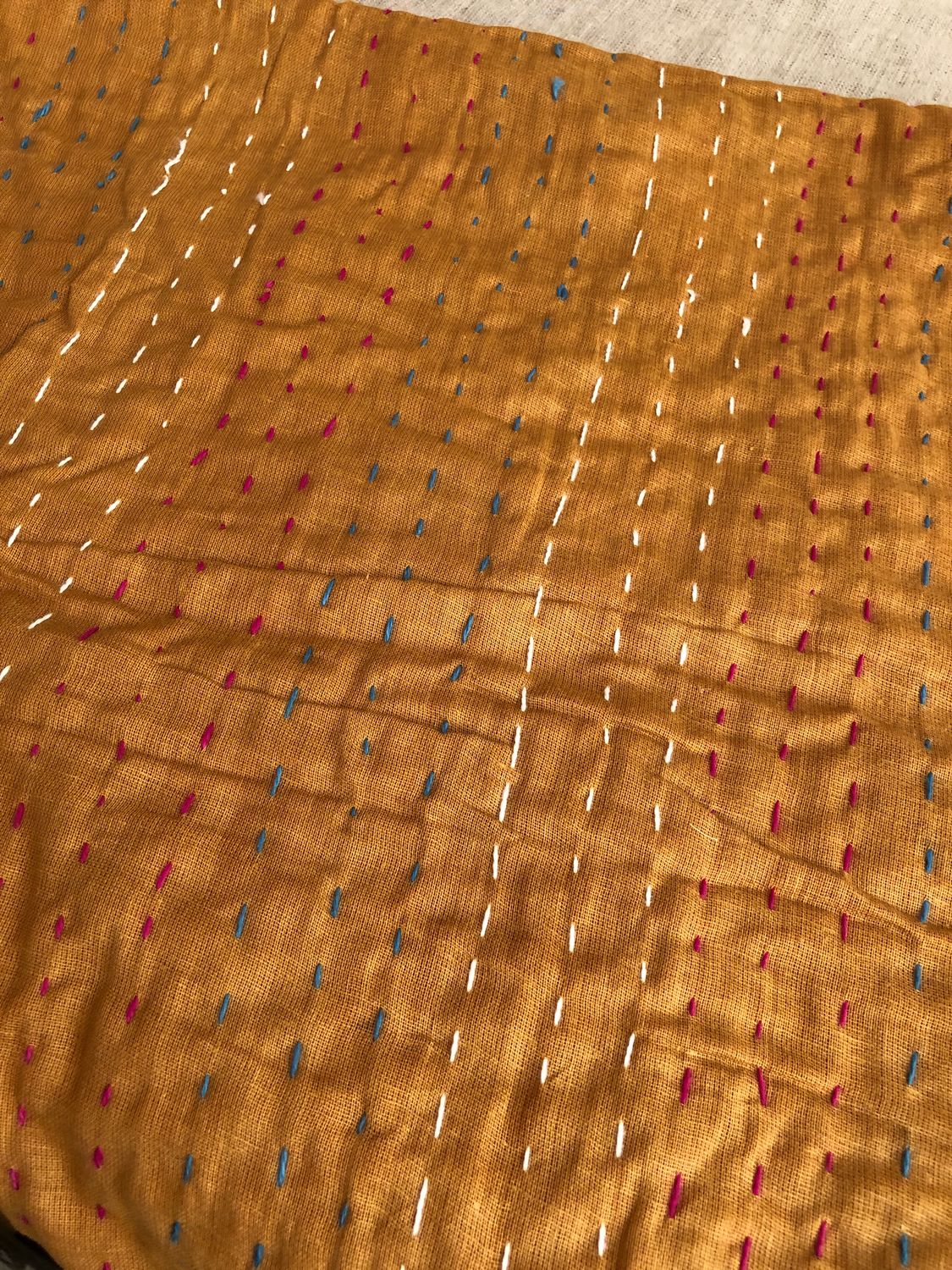 Runner w/Hand Stitching - Mustard