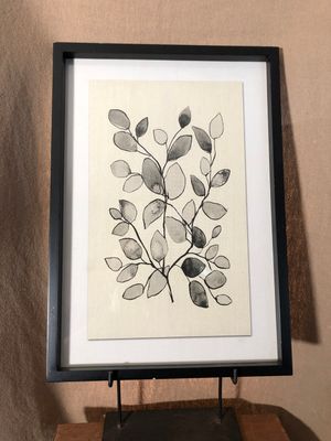 Framed Black Leaf Print Under Glass II