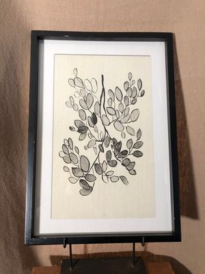 Framed Black Leaf Print Under Glass I