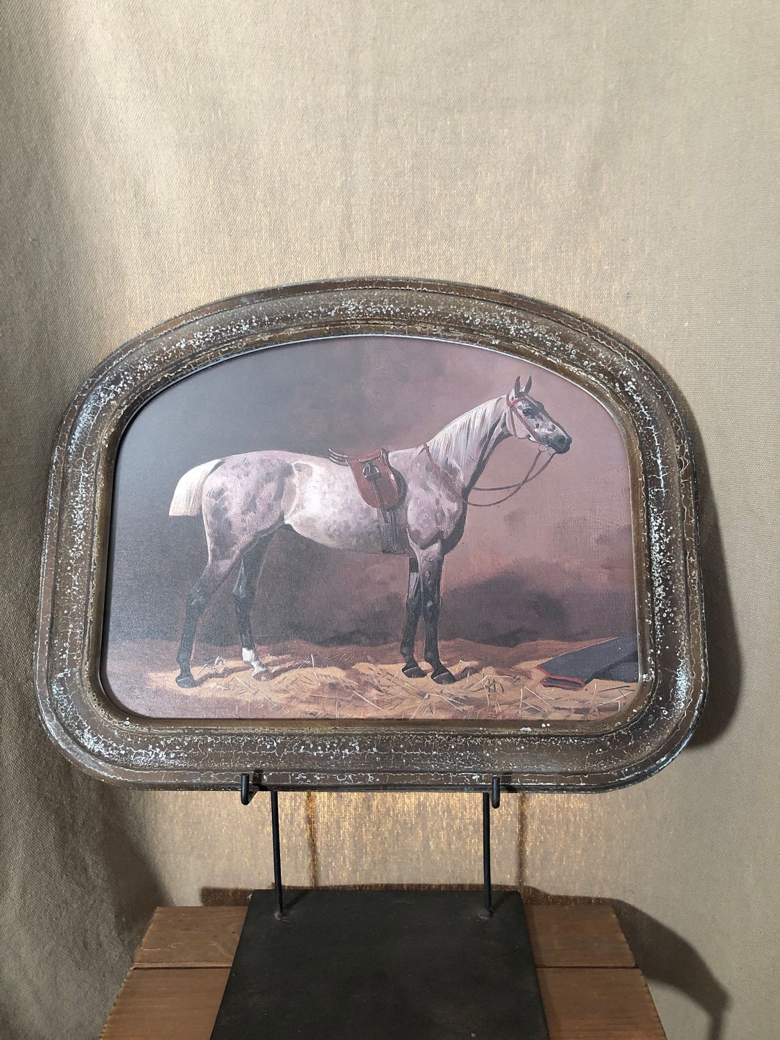 Arched Framed Horse Print under Glass I