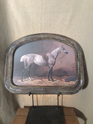 Arched Framed Horse Print under Glass I