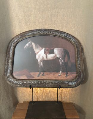 Arched Framed Horse Print under Glass II