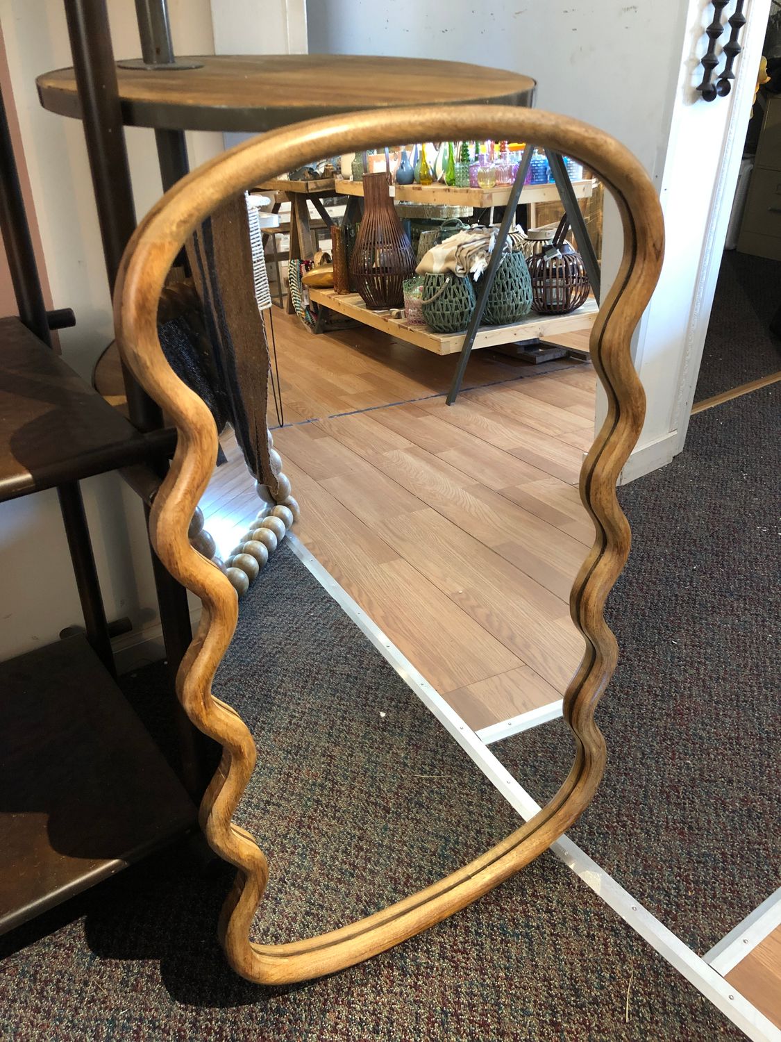 Mango Wood Curves Wall Mirror #1