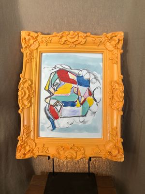 Framed Neon Orange Abstract 21&quot; x 17.5&quot;T