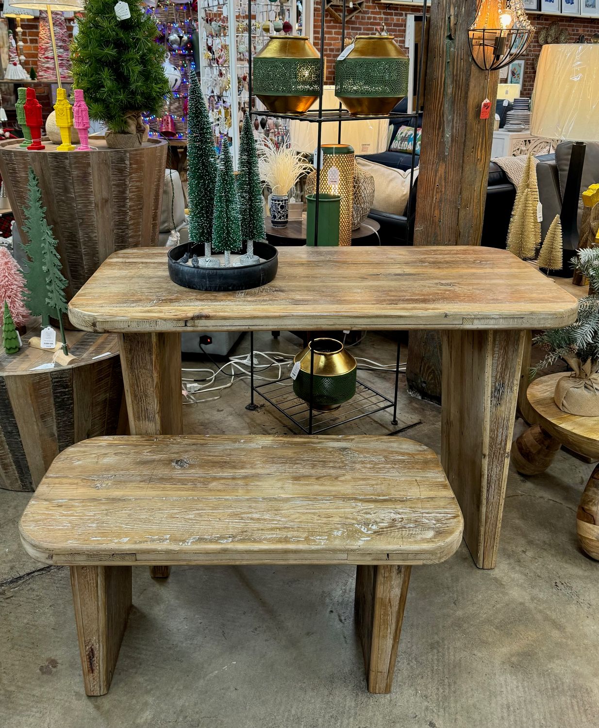 Recycled Wooden Table + Bench