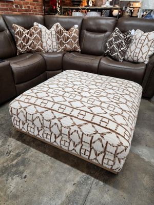 Ivory White &amp; Rust Ottoman