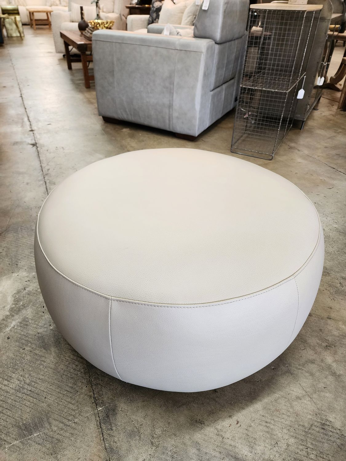 Itzel Round Gray Ottoman