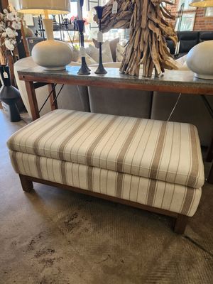 Reggie Fabric Ottoman - Stripe Fabric