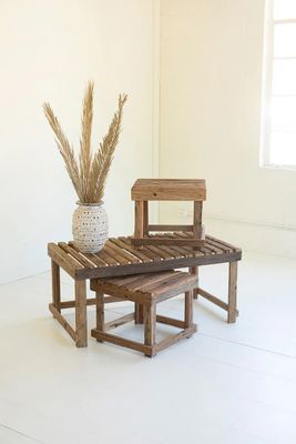 S/3 Recycled Wood Nesting Accent Tables