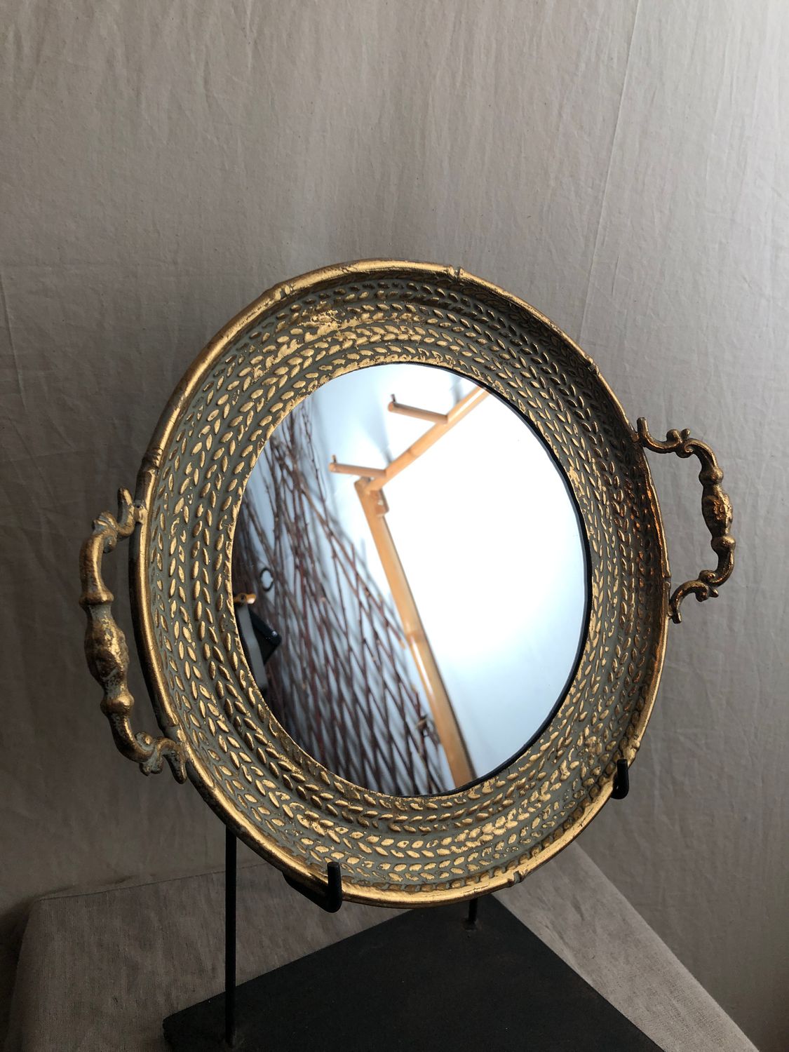 Antique Gold Mirror Tray Sm
