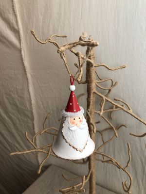 Metal Santa w/Red Hat Bell Ornament
