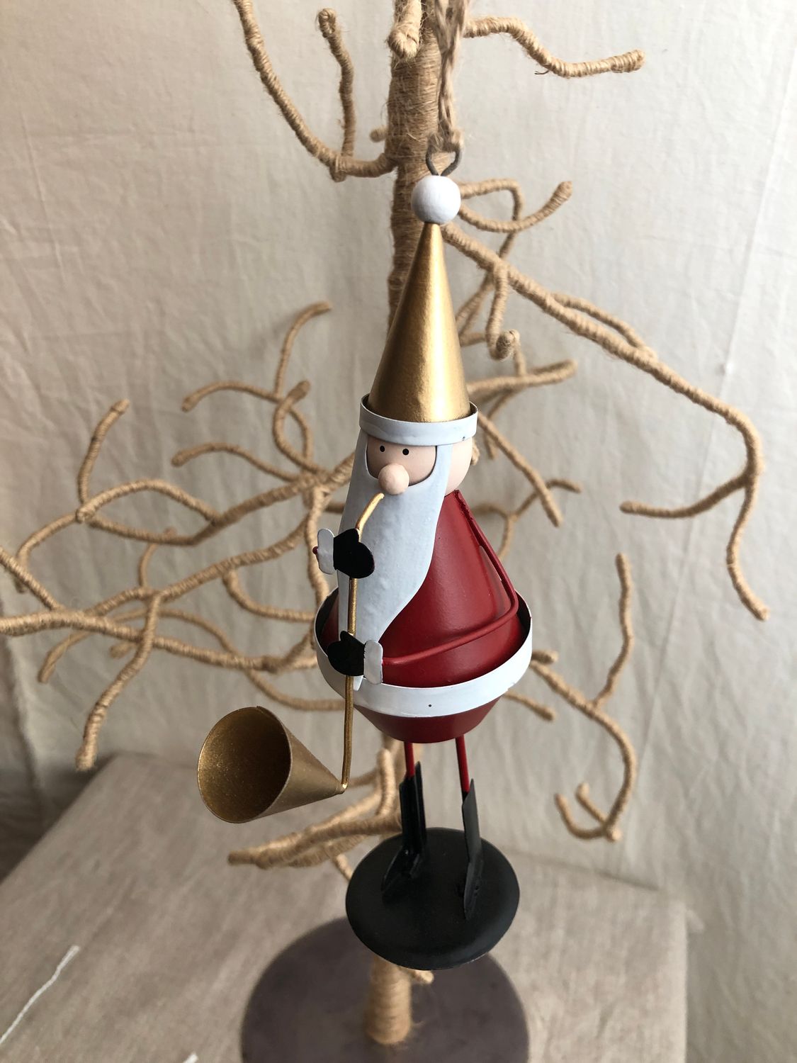 Metal Musical Santa Ornament Horn