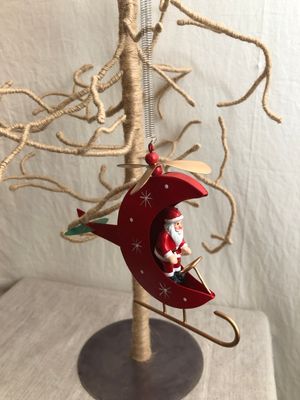 Bungee Metal Helicopter Santa Ornament
