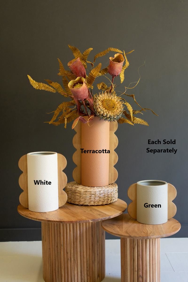 Painted Metal Vase - White