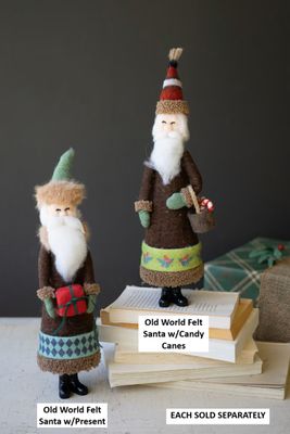 Old World Felt Santa w/Candy Canes