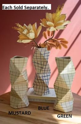 Geometric Ceramic Vase - Blue
