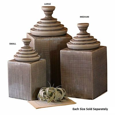 Grey Textured Ceramic Canister w/Pyramid Top Lg