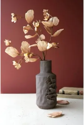 Ceramic Vase w/Mushroom Designs - Brown