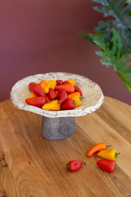 Clay Compote w/River Rock Base