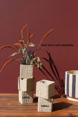 Textured Clay Cubed Vase Lg