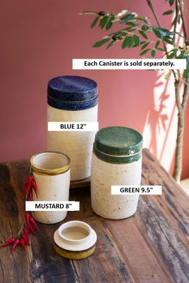 Ceramic Canister w/Lid - Green 9.5&quot;
