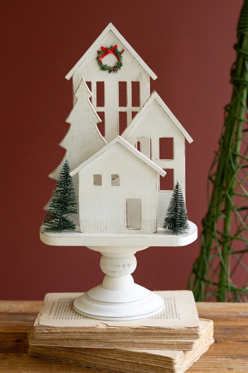 Wooden Christmas Village on a Base Wooden Christmas Village on a Base