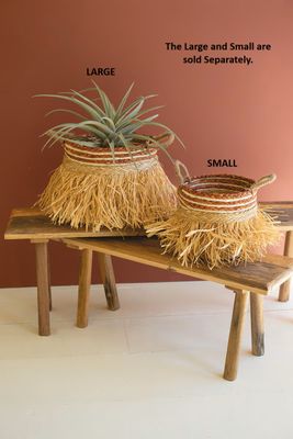 Seagrass Decorative Basket w/Raffia Detail Sm