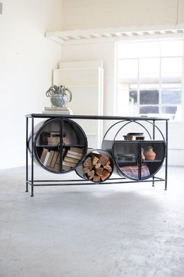 Iron &amp; Glass Circles Console