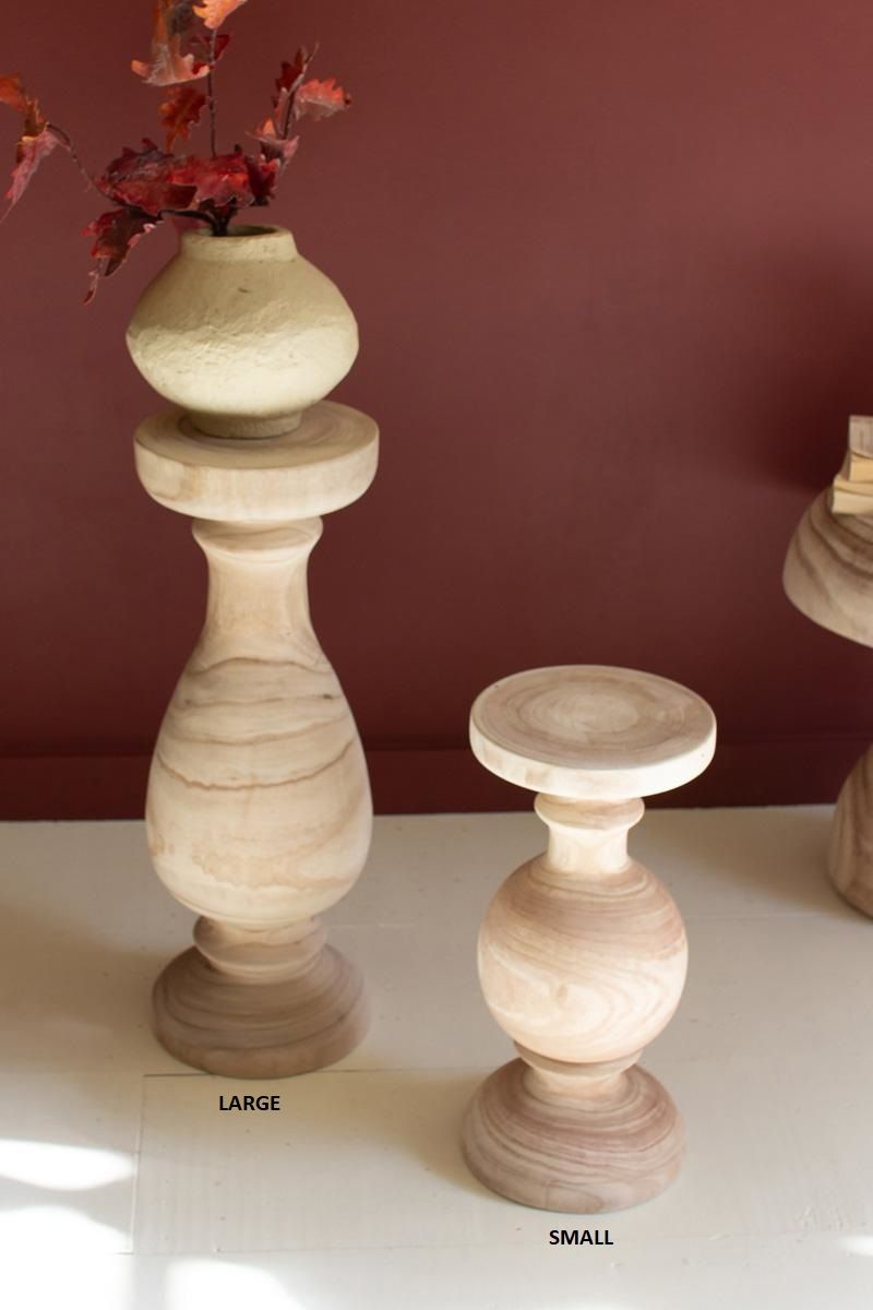 Turned Natural Wood Pedestal Sm