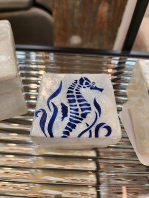 Capiz Square Box  - Sea Horse -Sm