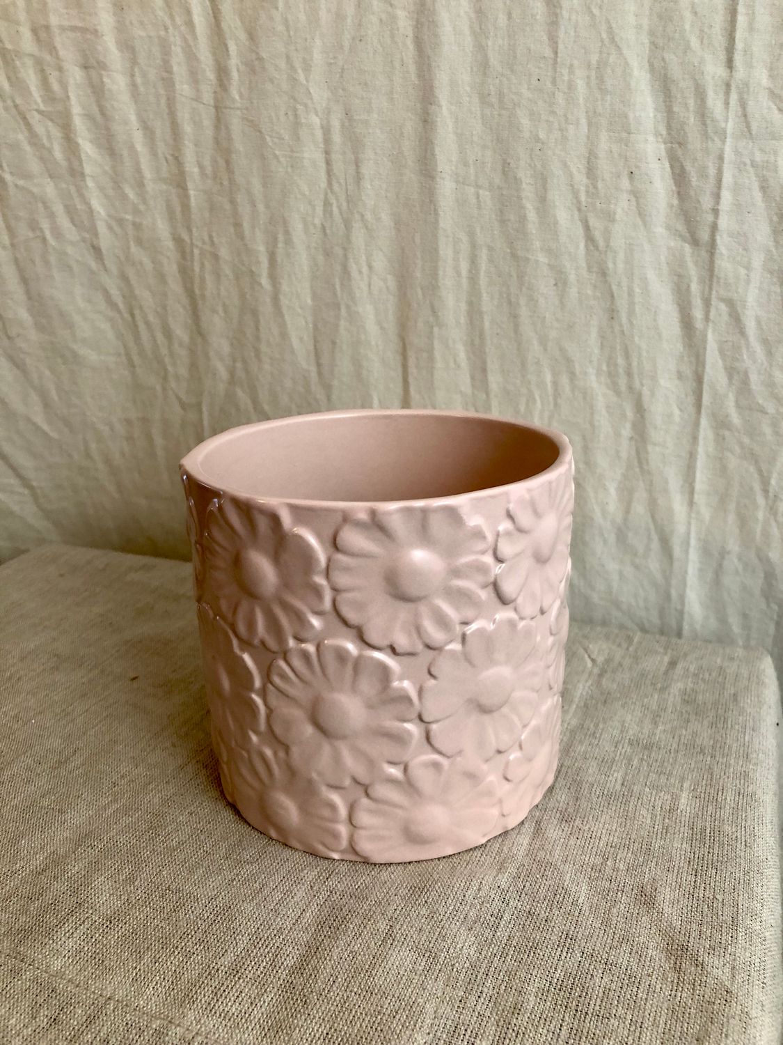 Pastel Floral Stoneware Planter 4.5&quot; Purple