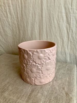 Pastel Floral Stoneware Planter 4.5&quot; Purple