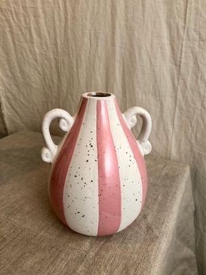 Pink &amp; White Stripe Vase 6.5&quot;