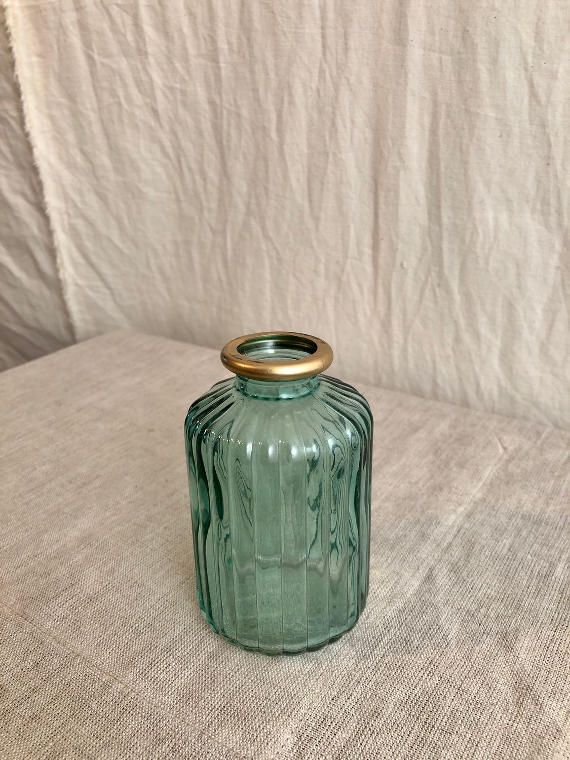 Mini Ribbed Bottle Vase 4&quot; Green