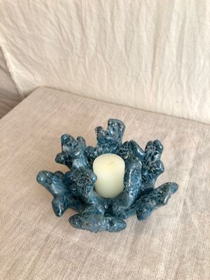 Decorative Blue Glass Candle Holder
