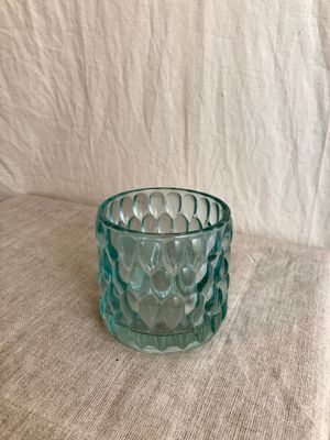 Glass Dotted Tealight Holder Blue II