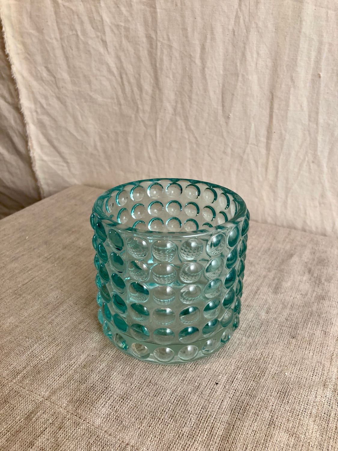 Glass Dotted Tealight Holder Blue I