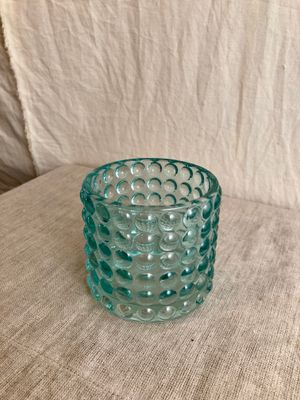 Glass Dotted Tealight Holder Blue I