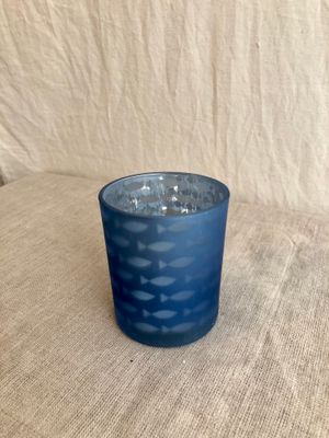Fishy Glass Tealight Holder 3.25&quot; Blue