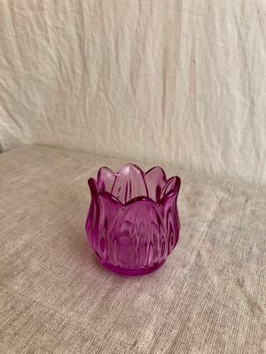 Tulip Glass Tealight Holder 2.5&quot; Pink