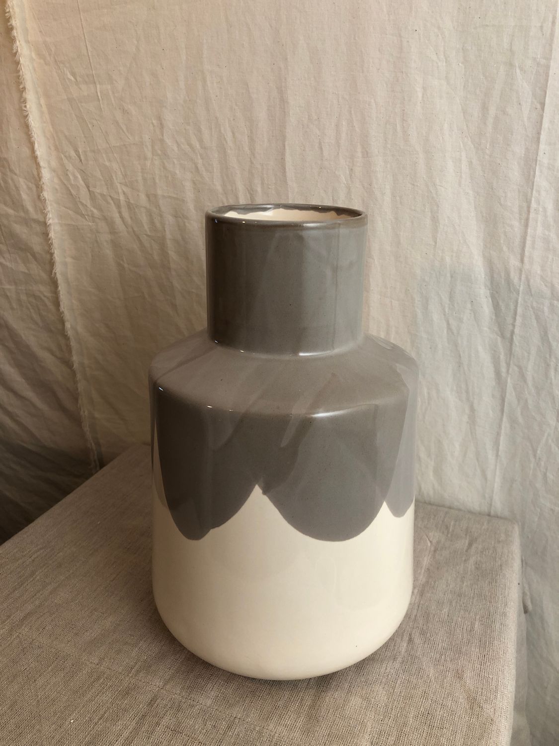 Gray & Cream Earthenware Vase 11.5" Gray & Cream Earthenware Vase 11.5"
