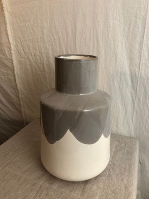 Gray &amp; Cream Earthenware Vase 11.5"