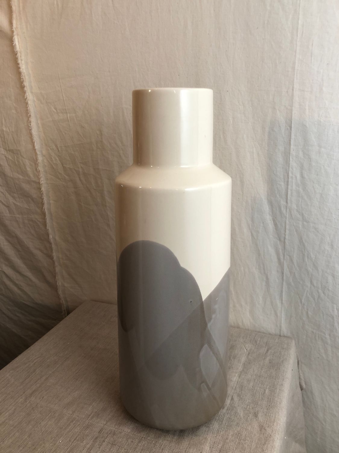 Gray & Cream Earthenware Vase 16" Gray & Cream Earthenware Vase 16"
