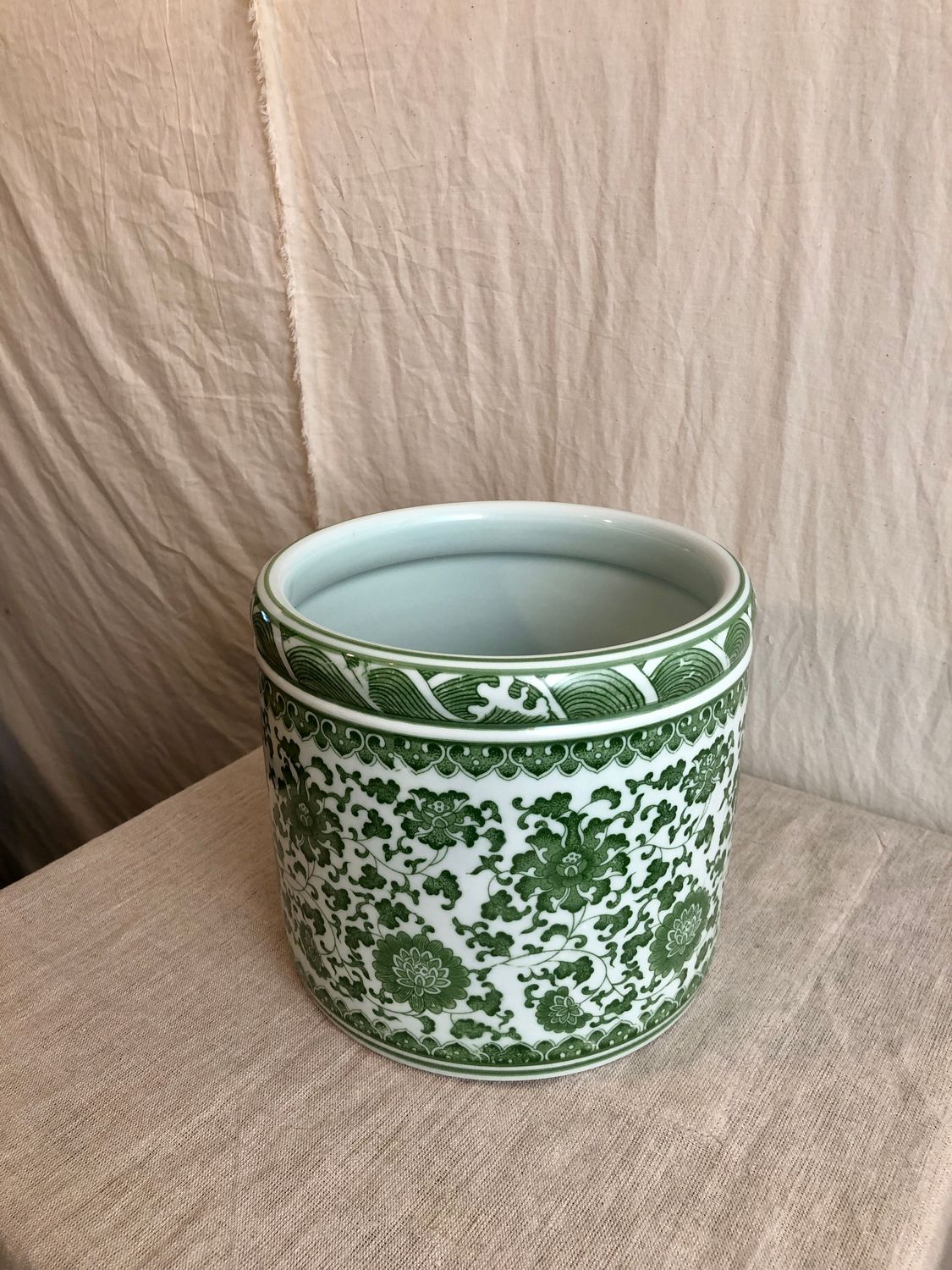 Ceramic Green & White Vase 7.5" x 7"T Ceramic Green & White Vase 7.5" x 7"T