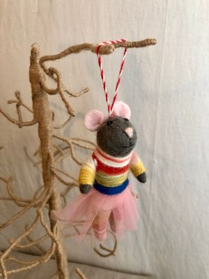 Felt Winter Mouse w/Tutu Ornament
