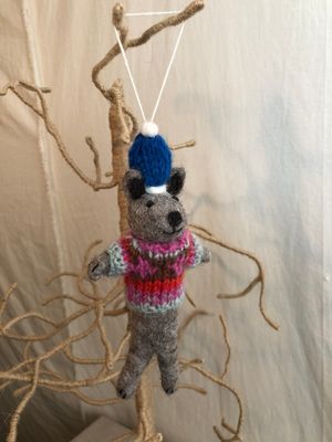 Felt Winter Bear w/Sweater Ornament