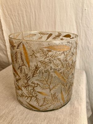 Gold Leaf Glass Hurricane Candle Holder Lg
