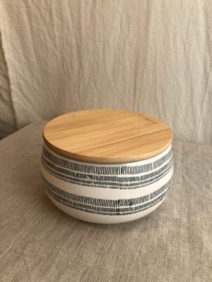 Stoneware Canister w/Bamboo Lid - Navy